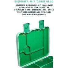 Mabeyn Bento 1300ML Lunchbox Tek Katlı 4 Bölmeli Abs Plastik Çocuk Sefer Tası Yemek Kutusu (Yeşil)