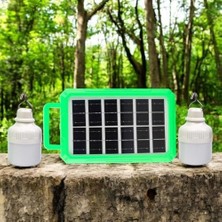 Mabeyn 2 Ampullü Solar Panelli Powerbank Özellikli Kamp Işığı Seti – Güneş Enerjili LED Kamp Aydınlatma Sistemi, Taşınabilir Şarjlı Çadır Lambası, Acil Durum Işığı