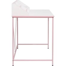 Mabeyn Retro Metal Ayaklı Bölmeli Çalışma Masası-Pembe/beyaz 90X75X50 cm