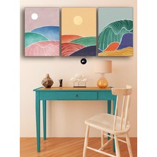 Mabeyn (PSTER45) Soyut Gün Üçlü Kanvas Tablo Seti, Premium 3'lü Canvas, 3 Parçalı Duvar Tablosu 50 x 70