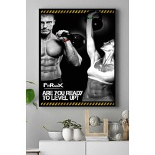 Mabeyn (PSTER16837) Level Up Vücut Geliştirme Body Building Fitness Kanvas Tablo 30 x 40