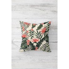 Mabeyn Pelangi Çift Tarafı Baskılı Gizli Fermuarlı Yastık Kılıfı Kırlent Koltuk Yastık Kılıfı, Yeşil-Nar Çiçeği 45 x 45, 2469191345451