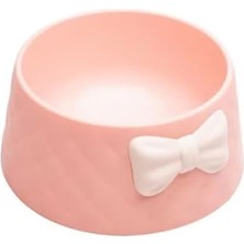 Berry Store Kedi ve Köpek Papyon Desenli Mama ve Su Kabı (Pembe)