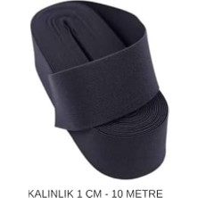 Mabeyn Siyah Yassı Bel Lastiği - Bel, Don ve Etek Için Lastik, 10 Metre (1 cm Kalınlık)