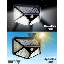 Mabeyn Gaman Solar LED Bahçe Lambası, 100 LED Hareket Sensörlü 13X9X5 Cm, 3 Modlu Güneş Enerjili Solar Lamba, Dış Mekan Aydınlatma, Duvar Montajlı