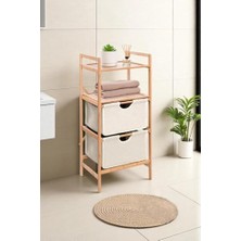 Mabeyn Bambu 2 Raflı 2 Çekmeceli Banyo Düzenleyici Çekmeceli Dolap Komodin DB-0045