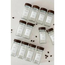 Mabeyn 12'li Bambu ve Akasya Kapaklı Cam Baharatlık Seti 120 ml - Doğal Ahşap Kapaklı, Şeffaf Cam, Sağlıklı ve Şık Baharat Kavanozları (Akasya Kapak)