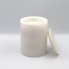 Mabeyn No: 5 Mermer Mum Oryantal ve Odunsu Kokulu Tasarım Dekoratif Mermer Soya Mumu - 220GR (Beyaz)