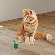 Berry Store 2li Renkli Peluş Tüy Kedi Köpek Oyuncak Yakalama Çiğneme Çıngıraklı Top Oyuncağı
