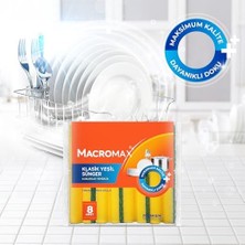 Mabeyn Macro Max Tırnak Koruyuculu Bulaşık Süngeri 8’li Paket – Ergonomik Yeşil Klasik Sünger