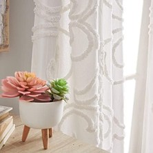 Mabeyn Gates Püsküllü Şönil Çubuk Cep Pencere Perdesi Panel Çifti, 274 Cm, Kış Beyazı