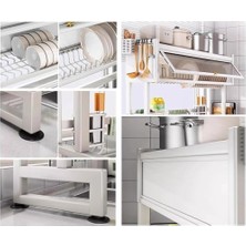 Mabeyn Evye Üstü Bulaşık Kurutmalık 105X30X80 cm Beyaz Çok Amaçlı Mutfak Organizer Raf Beyaz