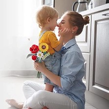 Mabeyn Çiçek Buketi Yapı Seti, Yapay Gül Çiçekleri Yapı Taşları, Kendin Yap Benzersiz Dekorasyon Ev, Botanik Koleksiyonu (568 Adet (Ayçiçeği/gül//papatya))