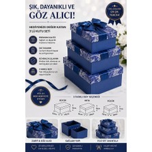 ArtMaster Mavi Gri Hediye Kutusu Dikdörtgen 3 Lü 1 Paket K-0974 Boş Hediye Kutusu Sevgiliye Özel Kurdelalı Karton Hatıra Kutu