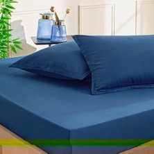 Mabeyn Taç Dreams Düz Pamuk Çarşaf Seti, Lacivert, Çift Kişilik