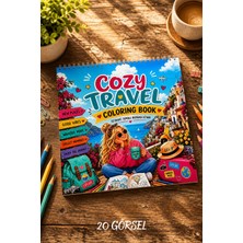 Birikiyedi Cozy Travel Boyama Kitabı – Rahatlatıcı Seyahat Temalı Coloring Book (Yetişkin & Gençler İçin) 21x21 cm