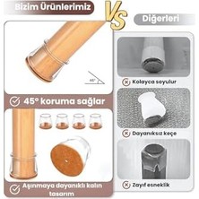 Berry Store 24 Adet Yuvarlak Papucu (3.6–4.0 Cm) – Şeffaf Silikon Ince Keçeli, Gürültü Önleyici ve Zemin Koruyucu Mobilya Ayak Kılıfı