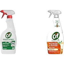 Berry Store Cif Krem Sprey Çok Amaçlı Amonyak Yüzey Temizleyici Yağ ve Kir Çıkarıcı 750 ml ve Cif Power Cleanboost Sprey Temizleyici Mutfak Için Temizleyici ve Yağ Çözücü 750 ml