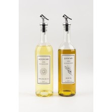 Berry Store Dibi Çukur Şeffaf Cam Şişe 2'li 750 ml Zeytinyağı Sıvıyağ Şişesi Yağdanlık Yağlık