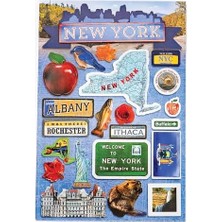 Berry Store Productions Seyahat New York Eyaleti 2d Çıkartmaları, 3'lü Paket