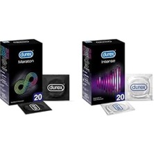Berry Store Maraton Geciktiricili Prezervatif 20'li (1 x 20 Adet)+Durex Intense Uyarıcı Jelli ve Tırtıklı Prezervatif 20'li (1 x 20 Adet)
