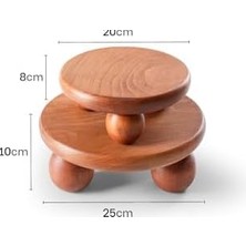 Berry Store 2'li Set El Yapımı Ahşap Top Ayaklı Sunum Standı Tabağı Tahtası Kaliteli Dekoratif Sunumluk 25 x 25 Sunum Standı-2li