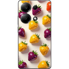 Le Balvo Redmi Note 13 Pro 4g Uyumlu Sarı Kırmızı Çilekler Baskılı Silikon Kılıf