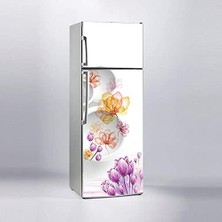 Berry Store Buzdolabı Kaplama Dolap Kaplama Etiketi 3D Beyaz Daire Çiçek