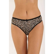 6 Adet Likralı Kadın Slip Külot Leopar Kırmızı Beyaz Mery Woman