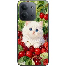 Le Balvo Redmi 15C Uyumlu Kirazlı Kedi Baskılı Silikon Kılıf