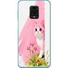 Le Balvo Redmi Note 9s Uyumlu Pembeli Kedi Baskılı Silikon Kılıf