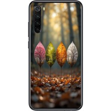 Le Balvo Redmi Note 8 Uyumlu Dört Mevsim Yaprakları Baskılı Silikon Kılıf