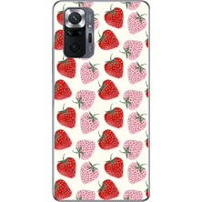 Le Balvo Redmi Note 10 Uyumlu Kırmızı Pembe Çilekler Baskılı Silikon Kılıf