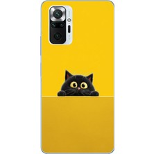 Le Balvo Redmi Note 10 Pro Uyumlu Sarı Gözlü Kedi Baskılı Silikon Kılıf