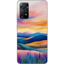 Le Balvo Redmi Note 11E Uyumlu Renkli Pastel Günbatımı Baskılı Silikon Kılıf