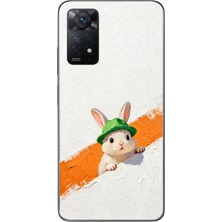 Le Balvo Redmi Note 11 Pro 4g Uyumlu Yeşil Şapkalı Tavşan Baskılı Silikon Kılıf