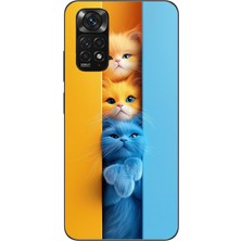 Le Balvo Redmi Note 11 - 11S Uyumlu Mavi Sarı Kediler Baskılı Silikon Kılıf