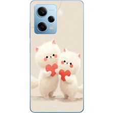 Le Balvo Redmi Note 12 Pro 5g Uyumlu Kalpli Beyaz Kediler Baskılı Silikon Kılıf