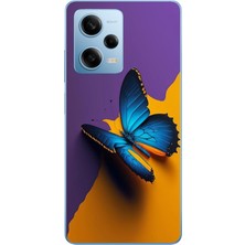 Le Balvo Redmi Note 12 Pro 5g Uyumlu Mavi Kelebek Baskılı Silikon Kılıf