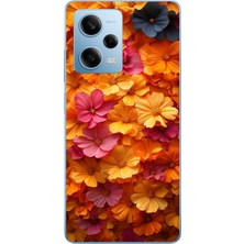 Le Balvo Redmi Note 12 Pro 5g Uyumlu Sarı Pembe Çiçekler Baskılı Silikon Kılıf