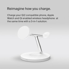 Expresstore Boostcharge Pro 3'ü 1 Arada Qi2'li Kablosuz Şarj Cihazışarj Standı - Beyaz
