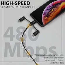 Expresstore Şarj Kablosu 6 Sı 1 Aradaçoklu Uçlu Lightning USB Type-C Micro Usb/promate Pentapower.black
