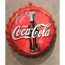 Vintage Coca Cola Koleksiyon Nostalji Reklam Metal Kapak 35CM