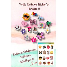 Birikiyedi Jibbitz Terlik Süsü 15'li Set Delikli Terliklerle Uyumlu/güneş,bulutlar,çiçekler,palmiye