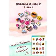 Birikiyedi Jibbitz Terlik Süsü 15'li Set Delikli Terliklerle Uyumlu/güneş,kalp,içecekrenkli Çiçekler