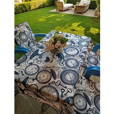 Mor Minder Sandalye Minderi ve Masa Örtüsü Fermuarlı Lastikli 4'lü 4 cm Sünger Alt 42X42 Sırt 42X42 Saat Desen