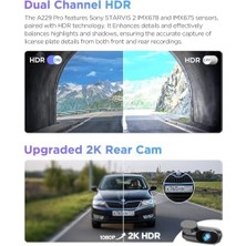 Berry Store A229 Pro 2 Kameralı Ön + Arka Dual Çift Kameralı Starvis 2 IMX678 IMX675 4K + 2k Hdr Wifi Gps Gece Görüş Özellikli Araç Kamerası