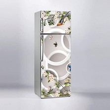 Berry Store Buzdolabı Kaplama Dolap Kaplama Etiketi Yuvarlak Kuş Çiçek
