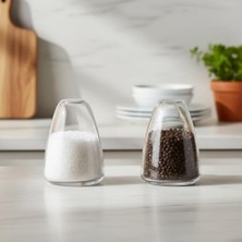 Berry Store 2'li Şeffaf Cam Tuzluk ve Biberlik Seti - Klasik ve Modern Tasarımlı Dolumlu Baharatlık (4x6 Cm)