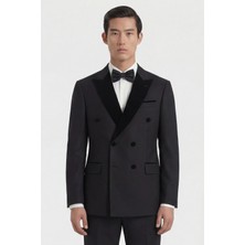 Giotelli Erkek Siyah Dar Kesim Slim Fit Viskon Dokuma Normal Bel 6 Drop Klasik Smokin Takım Elbise
